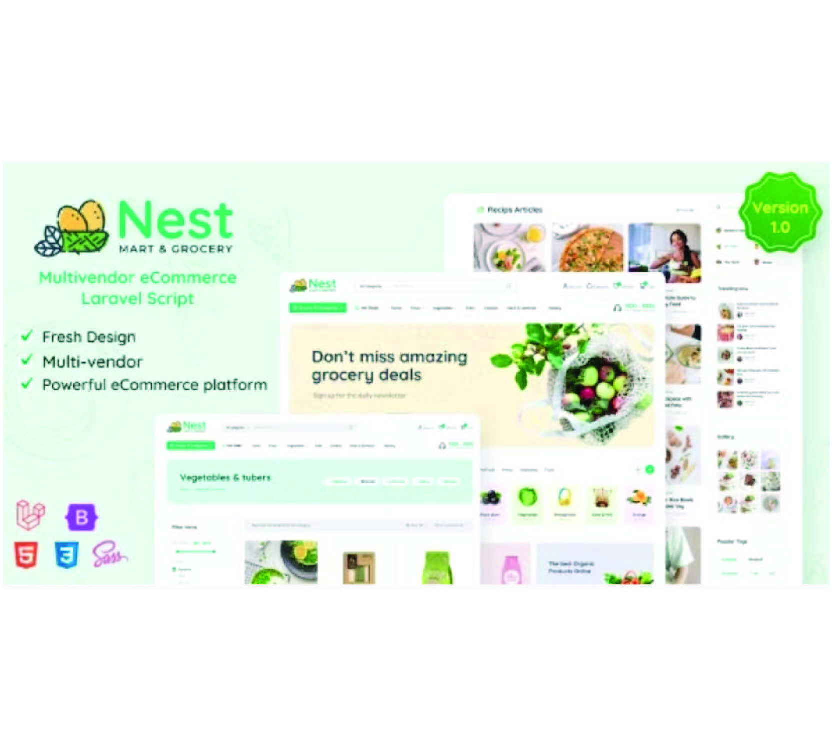 Nest - 多供应商有机食品和杂货 Laravel 电子商务